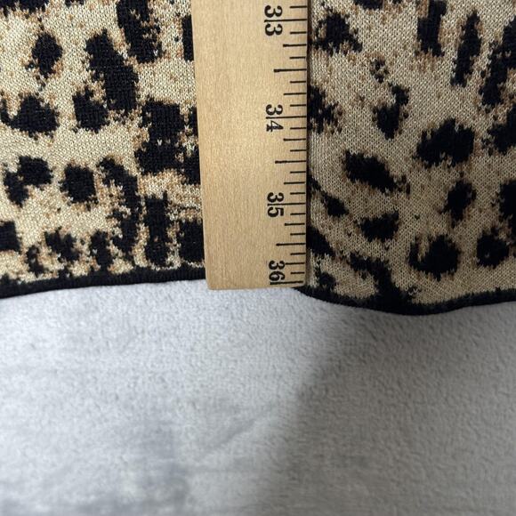 Chico's Sweater Womens Large Tan Black Leopard Print Open Front Cardigan Pockets - Picture 8 of 8